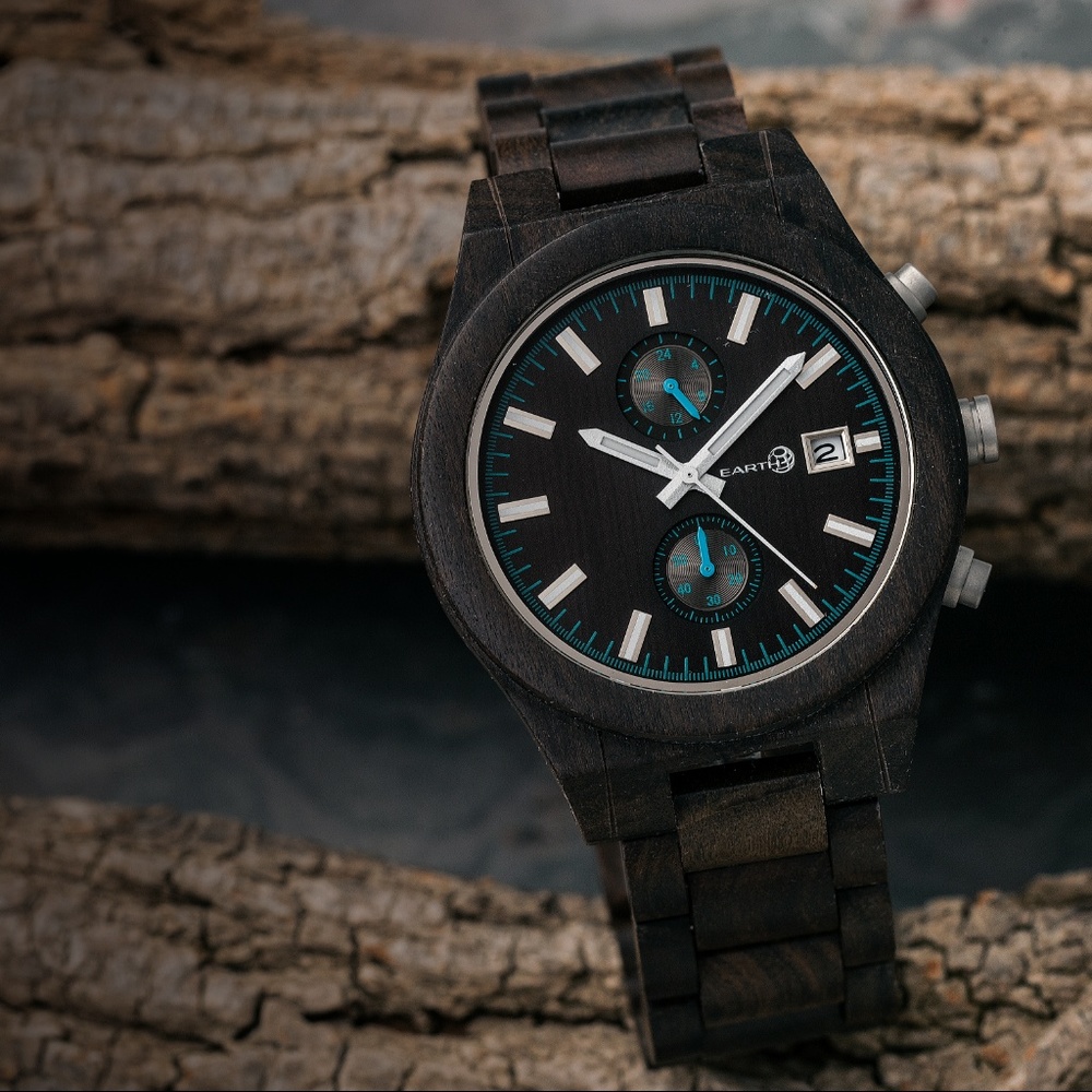 NWT Dark Wood Multi-Function Watch